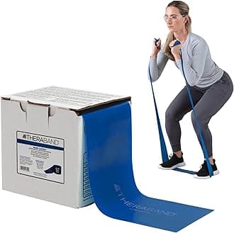 THERABAND Resistance Band 25 Yard Roll, Extra Heavy Blue Non-Latex Professional Elastic Bands For Upper & Lower Body Exercise, Physical Therapy, Pilates, Rehab, Dispenser Box, Intermediate Level 2