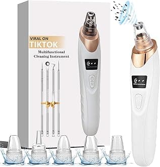 2025 Blackhead Remover Vacuum, Facial Pore Cleaner, USB Rechargeable Blackhead Remover Tools, with 5 Suction Power, 6 Probes,Pore Vacuum Kit for Women&Men(White)