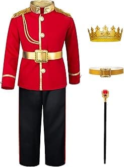 Prince Charming Costume for Kids Boys Royal Prince King Outfit Party Cosplay 8-9 Years Red