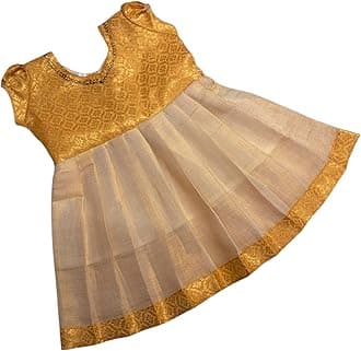 LOTUS ETHNICBaby Girl's Kerala Tissue Cotton Frock Pattu Pavadai LEHENGA CHOLI Chaniya Choli (0-5 Years)