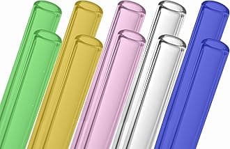 Glass Blowing Tubes, 10pcs 4inch Long Multi-Color OD 12mm ID 8mm 2mm Wall Thickness Borocilicate Glass Tubes for Cut Art DIY Blue Green Pink Yellow Transparent Each Color 2 Pieces