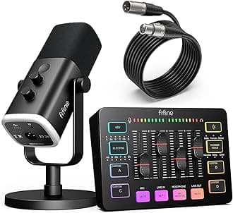 - Gaming Equipment Bundle, Dynamic XLR/USB Gaming Microphone Set with Streaming Audio Mixer for Podcast Recording Video Vocal, RGB Gamer Set with Volume Fader/XLR Interface for PC-AmpliGame KS5