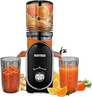 SUSTEAS Cold Press Juicer, 300W, 5.3", Large Feed Channel, 1.5L Capacity, Auto Feed, High Performance, Easy to Clean, Great for Fruits and Vegetables