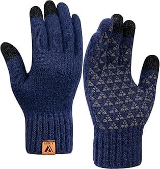Vgogfly Winter Knit Gloves Warm Full Fingers Men Women with Upgraded Touch Screen - Anti-Slip Glove Fleece Lined