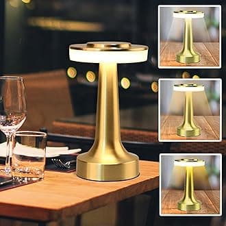 Desidiya® Metal LED Table Lamp with Touch Sensor Rechargeable Desk Lamp,3-Levels Brightness with Cozy Warm Lighting, Night Light for Kids Nursery, Nightstand Lamp, Bedside Lamp (Gold)