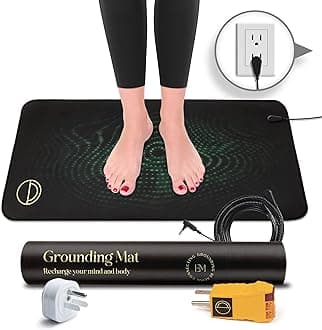 Grounding Mat for Feet (13x29in) – Earth Connected Wellness for Pain Relief, Muscle Tension & Relaxation – Travel Size Grounding Pad with Outlet Tester by Earth and Moon