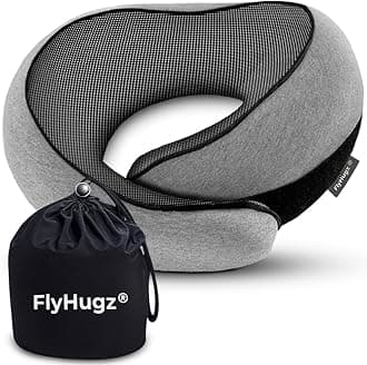 - FlyHugz® Neck Travel Pillow | Memory Foam Neck Pillow for Comfort on Airplane | Compact and Ergonomic Design for Travel, Car Rides, and Home Use | Ideal for Adults and Kids