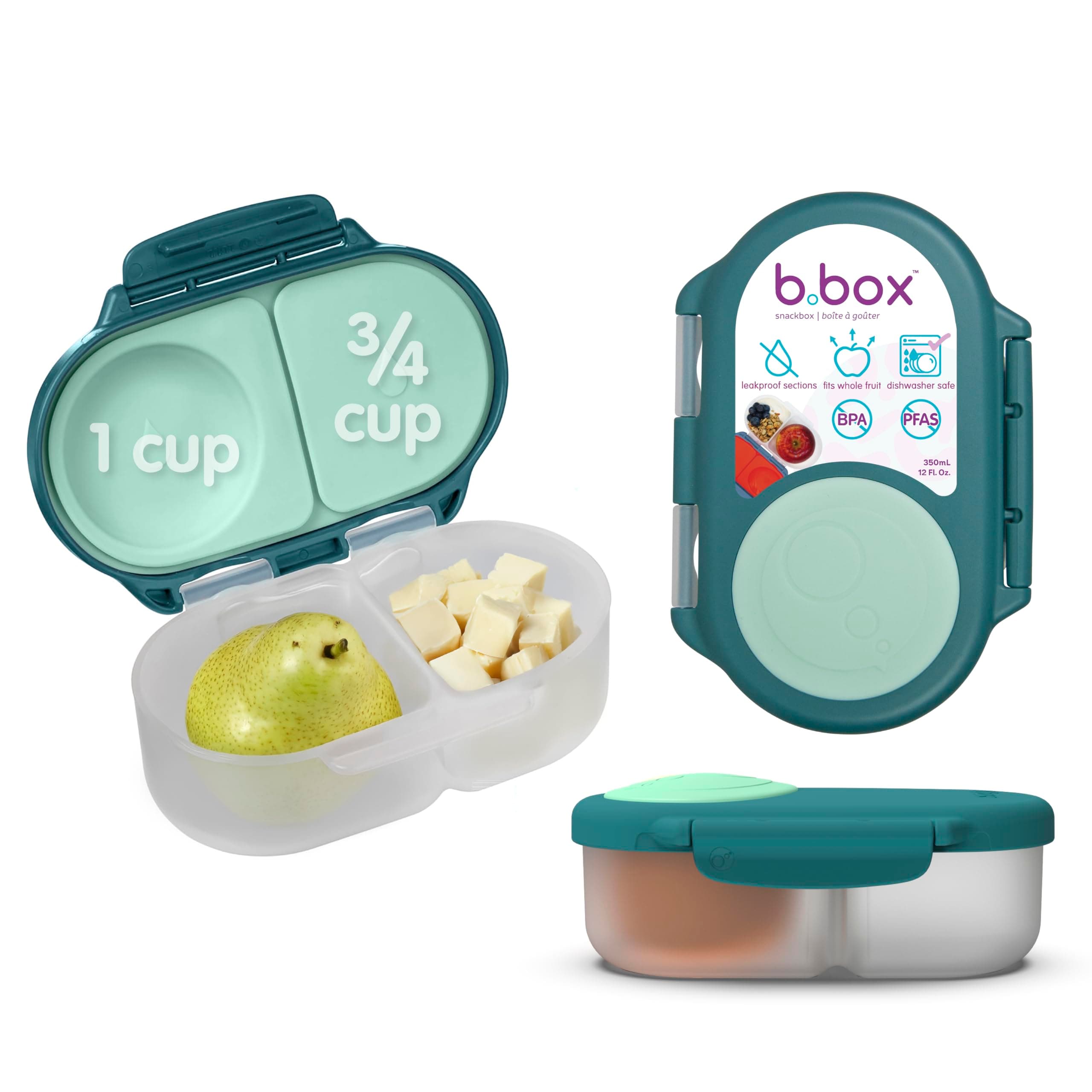 Snackbox | Mini Bento Lunch Box with 2 Leakproof Compartments | Ideal for Toddlers, Kids Lunch & Snacks | Fits Whole Piece of Fruit | BPA Free