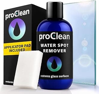 GlasWeld ProClean Hard Water Stain Remover for Glass & Metal – Non-Acid Mineral Deposit & Water Spot Remover for Cars & Shower Glass Cleaner - Removes Hard Spots from Windows – with Applicator Pad