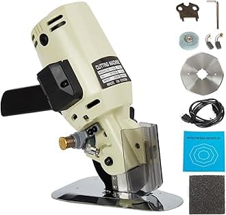 BEAMNOVA Fabric Cutter Electric, Hand Held Cloth Cutting Machine with 4 Inch Rotary Blade, Multi-Layer Fabric Slitting Tool for Clothing, Textiles, Blankets, 250W Motor, Auto Sharpening