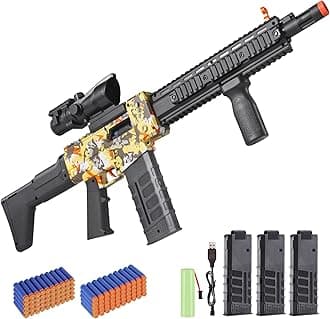 Realistic Toy Gun for Nerf Guns Darts, Foam Blaster with Scope, 100 Soft Bullets, Semi-Auto Sniper Rifle, Electric Toy Gun for Kids, Boys, Girls, Age 6-13