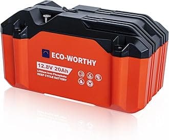 ECO-WORTHY 20Ah LiFePO4 Battery 12V Lithium Battery, 4000+ Deep Cycles, BMS Protection, Compact and Lightweight Design with DC Adapter for Camping, Fishing, RVing and Other Outdoor Uses