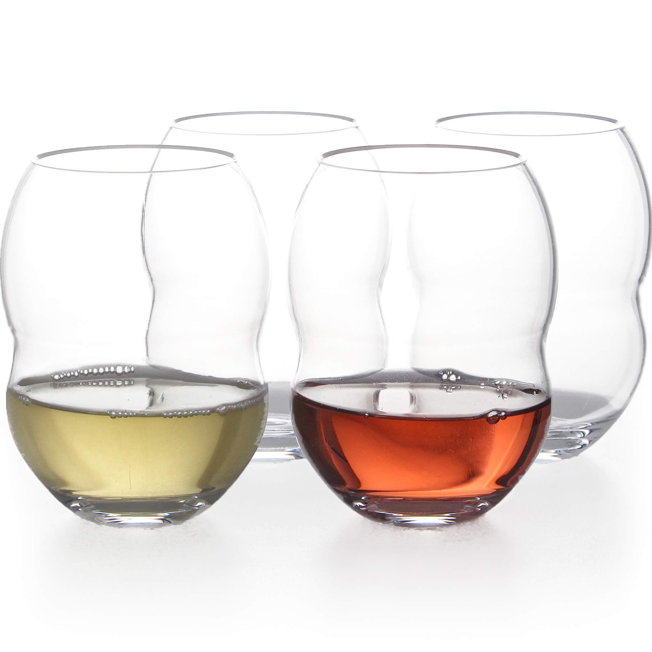 Unbreakable Plastic Stemless Wine Gl 18 oz - 100% Tritan - Proprietary Anti Slip Design - BPA Free, Dishwasher Safe, Shatterproof - Heavy Duty Base and Extra Thick Glassware Tumblers - Set of 4