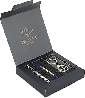 - Parker Gift Set | Vector Special Edition Chrome Trim Roller Ball Pen with Parker Keychain | Ideal for Gifting | Elegant Gift for Any Occasion
