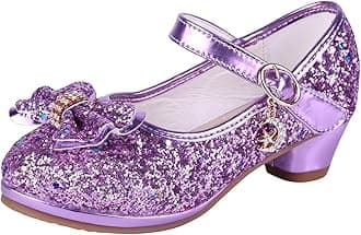 Girls Princess Shoes Toddlers Sequin Sweet Bows Sandals Little Girls Party Pumps Sparkle Wedding Dress Shoes（3UK/Label Size35, Purple