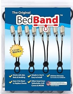 2 Pack (8 Bands) , Black : The ORIGINAL Bed Band - Adjustable Fastener/Holder/Strap/Suspender/Gripper for Your Sheets (2 Pack - Black)