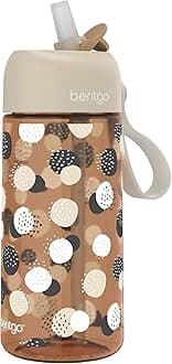 Bentgo Kids Water Bottle (Whimsy & Wonder Collection) - Leak-Proof Durable Tritan 15 oz. Cup for Kids/Toddlers 3+; Flip-Up Safe-Sip Straw for School, Sports, Daycare, Camp & More (Spots & Dots)