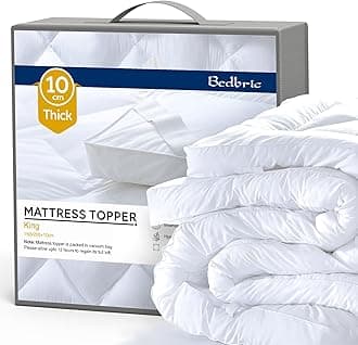 Soft & Fluffy Quilted Mattress Toppers with Elastic Straps, 4 Inches Thick, Hypoallergenic , King Size