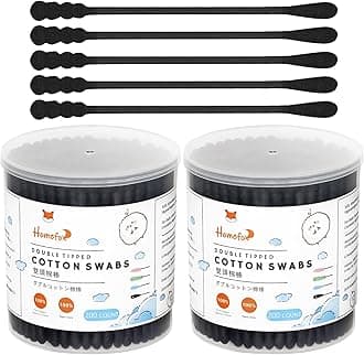 Black Cotton Swabs Spiral - 400 Count Organic Cotton Buds Double Side Tightly Wrapped Charcoal Cotton Tips Paper Stick Soft Gentle Cruelty-Free Lint-Free Goth Bathroom, Round & Spiral (Black)