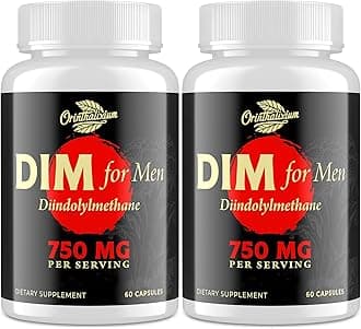 Orinthalixium DIM for Men 750MG – Hormone Balance, Estrogen Support for Men, DIM Supplement, Detox, Vitality & Fitness Performance–Chrysin & Black Pepper Extract, 60 Capsules (2 Bottle)