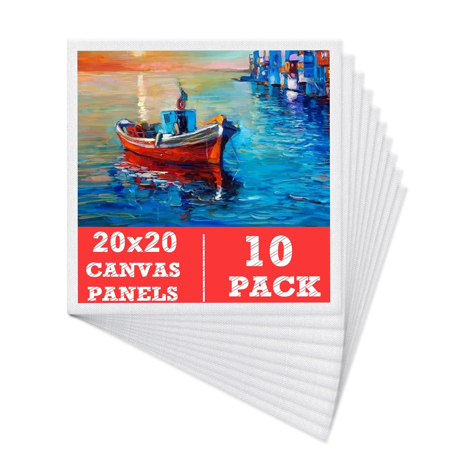 10 Packs Canvas for Painting - 20 x 20 cm(8" x 8"), Blank Canvas Panels Board for Acrylic Painting, Oil Paint & Wet Water Art Media, Canvases for Professional Artist, Hobby Painters & Beginners