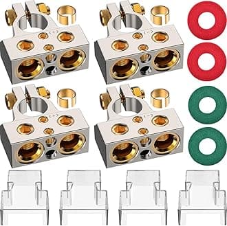 Battery Terminal Connectors, 0/2/4/6/8/10 AWG Battery Terminals, Heavy Duty Car Battery Terminal, Top Post Multiple Marine Superior Connectivity Long Lasting Easy to Install (Silver-2)
