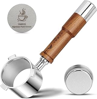 51mm Bottomless Portafilter 3 Ears for De'Longhi La Specialista Coffee Espresso Machine EC9335 9155 9355 9665,100% Stainless Steel Filter Basket with Puck Screen and Walnut Handle
