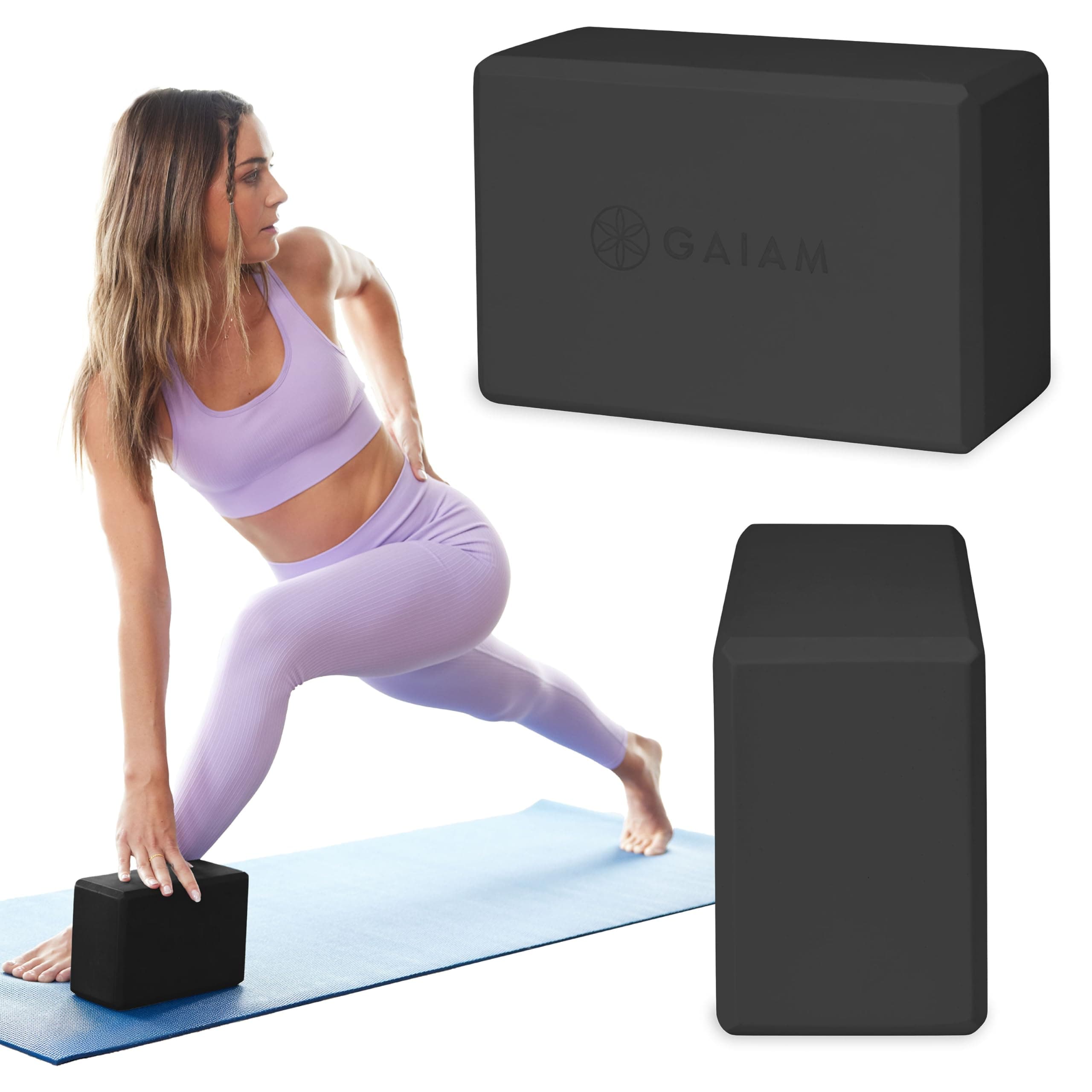 Gaiam Yoga Block - Supportive Latex-Free Eva Foam - Soft Non-Slip Surface with Beveled Edges for Yoga, Pilates, Meditation