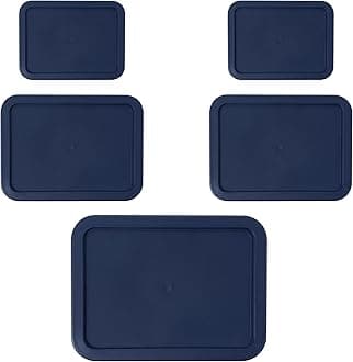 Replacement Rectangular Lids for Pyrex Glass Food Storage Containers (2) 3-Cup (2) 6-Cup (1) 11-Cup (Navy)