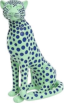 Quoowiit Statues for Home Decor, Modern Sculptures and Statues Decorations for Living Room, Bedroom, Table, Bookshelf, White Resin Leopard Art Decorative Sculpture with Black Polka Dots Design