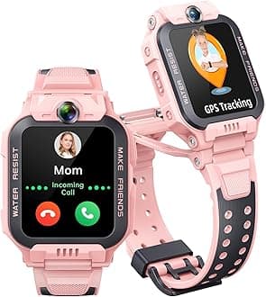 Z7 Kids Smart Watch, Smart watch for Girls, Kids Smartwatch Phone with Long-lasting Video & Phone Call, Kid Watches with GPS Tracker, IPX8 Swimming Water-Resistance (Z7, Pink)