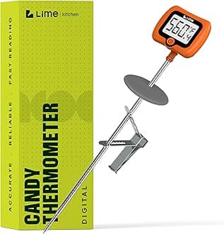 Digital Candy Thermometer with Pot Clip, 10" Long Stainless Steel Probe, Instant Read Kitchen Thermometer for Cooking, Baking, and Candy Making