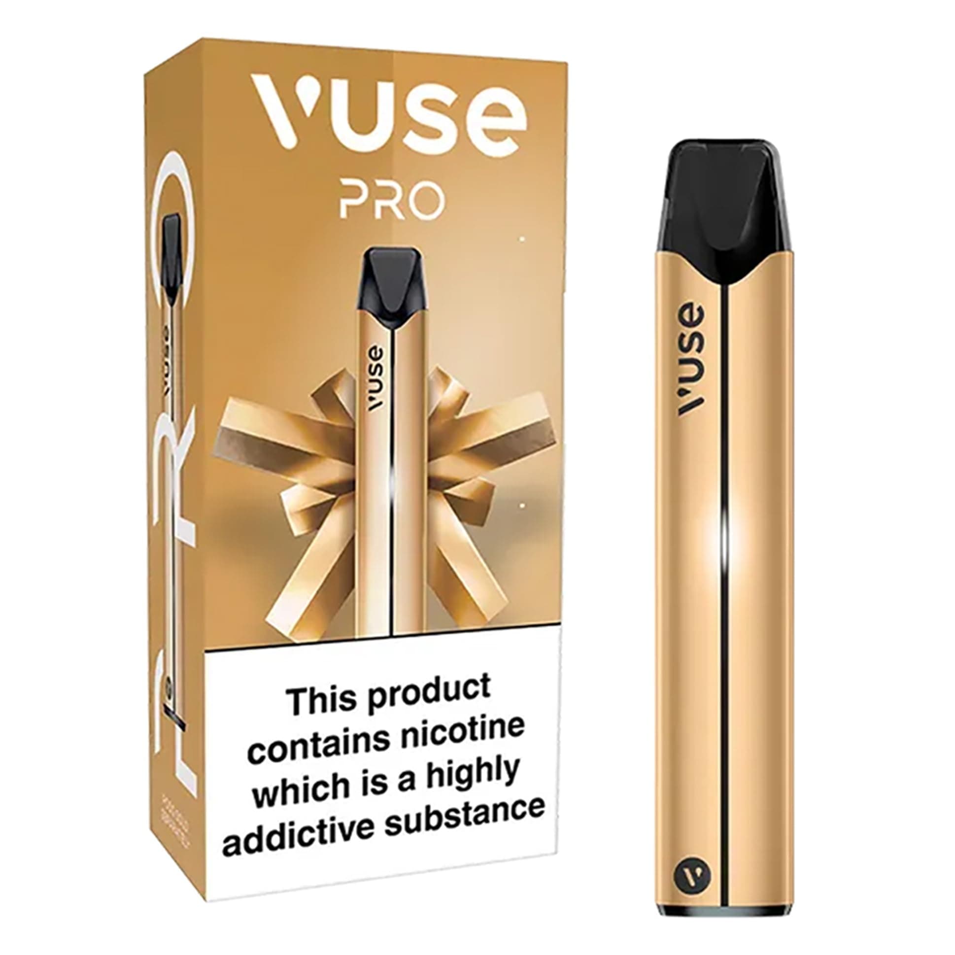 Vuse Pro Vape Kit, Slim Design, Fast Charging, Splash-Resistant, reusable, rechargeable, refillable, compatible with Vuse ePod 2 pods (Sold Separately), Gold