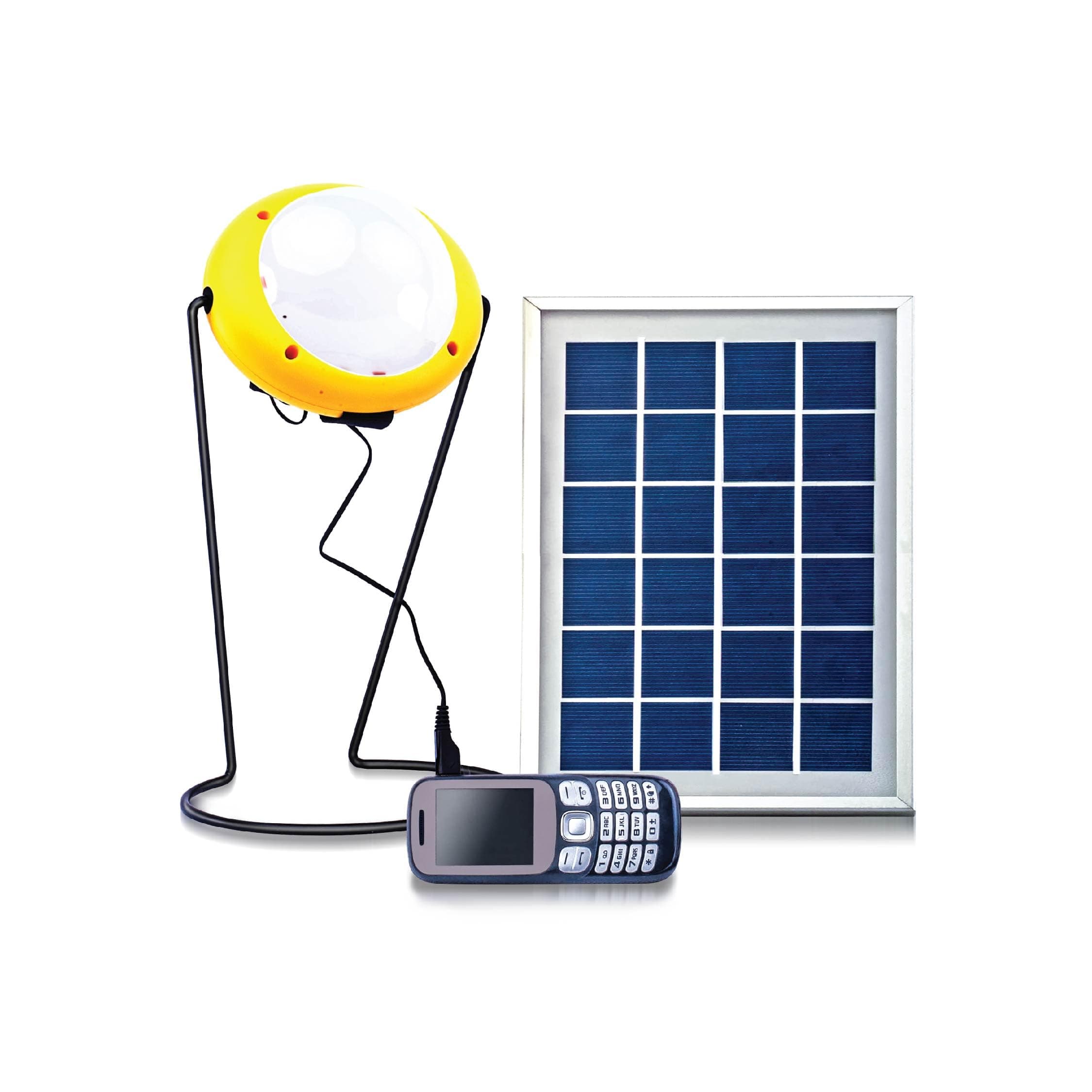 Pro 400- Super Bright Emergency Indoor Solar Light with USB Mobile Charging 400 lumens of Brightness, 5.5 Watt with Solar Panel, Yellow