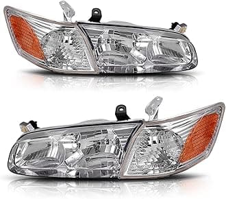 Headlight Assembly Compatible with 2000 2001 Camry Headlamps+Amber Corner Lamps