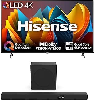 Hisense TV & Soundbar Bundle: 100E7NQTUK TV with Quantum Dot Colour, Dolby Vision Plus the HS3100 Soundbar with 480W Power, Direct Surging Sound, The Perfect Match for the ultimate Audio-Visual Experience