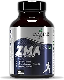 End2End Nutrition Zinc Magnesium Aspartate (ZMA) Supplement for Men & Women with Tribulus, Vitamin B6 and Piperine | High Absorption for Better Sleep, Muscle Cramps, Nerves Health & Sports Recovery - 60 Tablets
