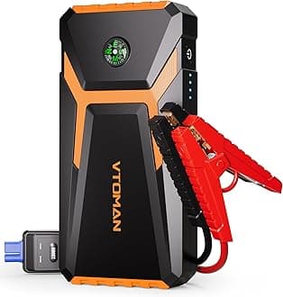 VTOMAN V6PRO Jump Starter Power Pack 2000A 12V,Car Battery Charger Jump Starter (Up to 7.0L Gas or 5.0L Diesel),Booster pack with Jumper Cables(Orange)