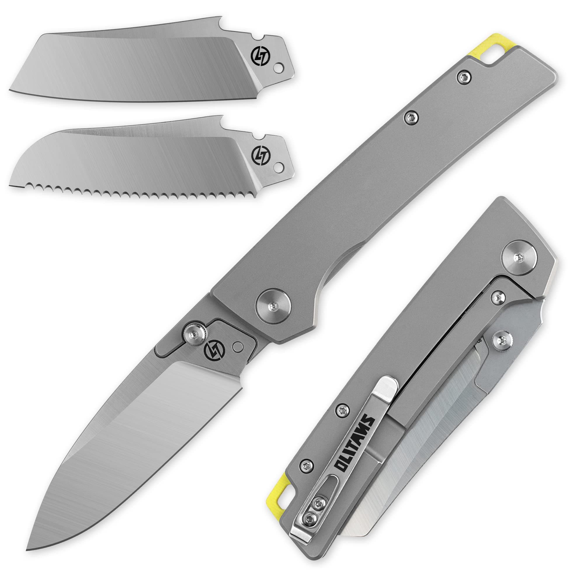 T024 Folding Knife for EDC, Replaceable blades Pocket knife, TC4 Titanium Alloy Handle, for Outdoor, Survival, Hunting and Camping, 4.4oz