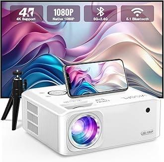 [6D/4P/4K] Projector with WiFi and Bluetooth, VISSPL 4K Supported Video Projector, Electric Keystone, Home Theater Movie Phone Projector Compatible with Android/iOS/Windows/TV Stick/HDMI/USB