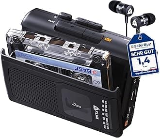 K8 Audio Cassette Player - Cassette Recorder - New Player - AM/FM Radio - Built-in Microphone and Speaker - Headphone and Earphone Jack - Black