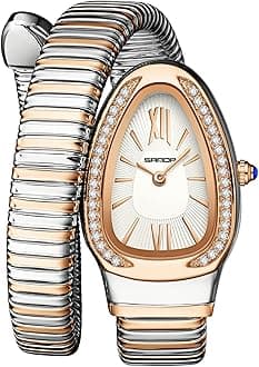Snake Bracelet Watch for Women, Elegant Bangle Wrist Watch with Flexible Wrap Strap Design, Fashion Jewelry Style Quartz Watch, Adjustable Cuff Watch for Dress & Gift