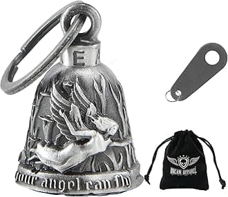 Dream Apparel Motorcycle Bell for Biker US Flag Riding Bell Guardian Bells Motorcycle Accessory or Keychain for Luck, With Bag Gift Box
