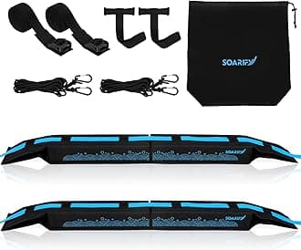 SOARIFY - Universal Soft Car Roof Rack Roof Rack Kayak Surfboard Canoe Includes Storage Bag, 2 Quick Loop Straps, 2 Tie Down Ropes and 2 Straps