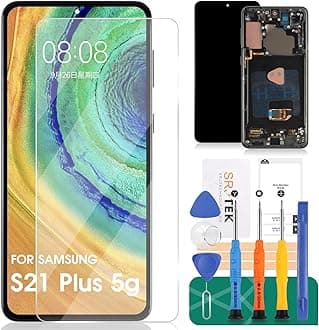 for Samsung Galaxy S21+ 5G Screen Replacement for Galaxy S21 Plus 5g LCD Screen for Samsung S21+ 5G Display for SM-G996B SM-G996U Digitizer Touch Screen Assembly Repair Part with Frame