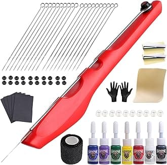 HAWINK Hand Tattoo Kit DIY Tattoo Tool Kit Kit with 7 Ink 20 PCS Needles for Tattoo Artists GK-HW803TN01-2