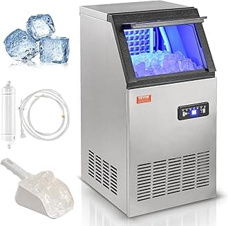 VEVOR Commercial Ice Maker Machine, 100 lbs/24H Ice Maker Machine with 27.5 lbs Storage Capacity, 45 Ice Cubes in 12-15 Minutes, LED Digital Display Commercial Ice Maker for Home Office Restaurant