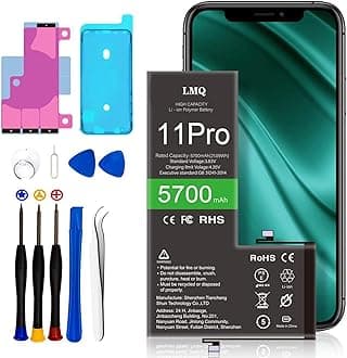 LMQ 5700mAh Super Capacity Battery Compatible with iPhone 11 Pro, 0 Cycle Li-Polymer Replacement Battery for iPhone 11Pro （Model A2160 A2217 A2215） with Repair Tool Kit+Adhesive