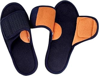 Adjustable House Slippers for Men Open Toe Breathable Indoor Slip on Mens Slides Sandals with Memory Foam for Bedroom,Patio