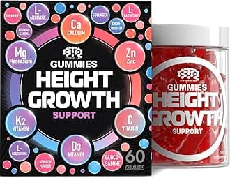 Height Growth Increase Gummies Vitamins, Grow Tall Supplement, Calcium, Magnesium, Zinc, Ashwagandha, Glucosamine Multivitamin for Teens, Kids, Adults